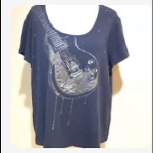 Lane Bryant Guitar Glitter Graphic Tee 22/24